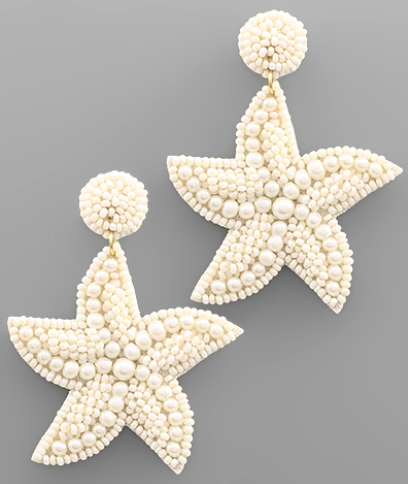 Pearled Starfish Earrings - Ivory-230 Jewelry-Golden Stella-Coastal Bloom Boutique, find the trendiest versions of the popular styles and looks Located in Indialantic, FL