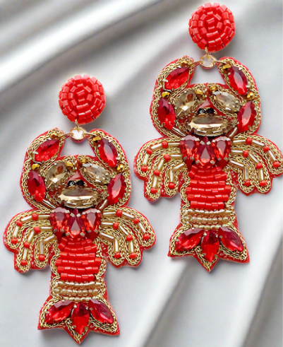 Sea Life Sparkle Detailed Earrings - Red-230 Jewelry-GS JEWELRY-Coastal Bloom Boutique, find the trendiest versions of the popular styles and looks Located in Indialantic, FL
