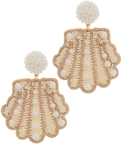 Pearled Shell Earrings - Natural-230 Jewelry-GS JEWELRY-Coastal Bloom Boutique, find the trendiest versions of the popular styles and looks Located in Indialantic, FL