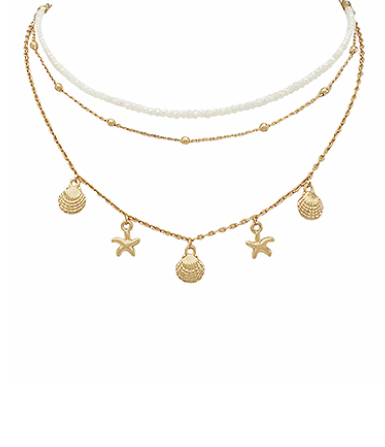 Sea Charms Layered Necklace-230 Jewelry-Golden Stella-Coastal Bloom Boutique, find the trendiest versions of the popular styles and looks Located in Indialantic, FL