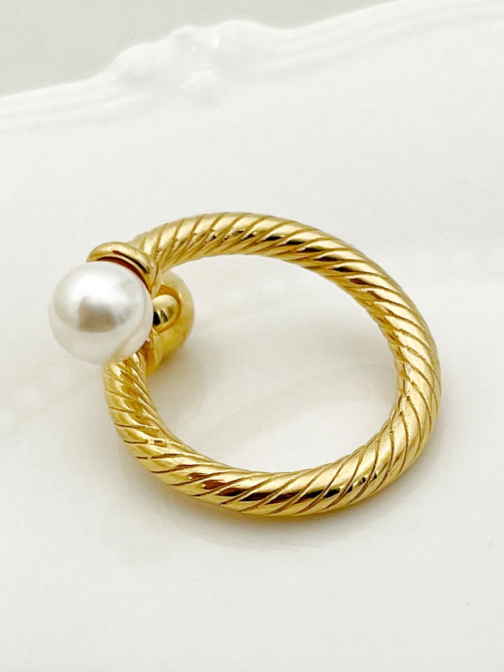 Stainless Steel Pearl Tip Disconnected Ring-230 Jewelry-Darling-Coastal Bloom Boutique, find the trendiest versions of the popular styles and looks Located in Indialantic, FL