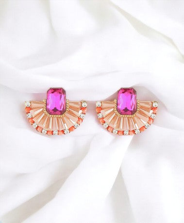 Carnival Fan Earrings-230 Jewelry-GS JEWELRY-Coastal Bloom Boutique, find the trendiest versions of the popular styles and looks Located in Indialantic, FL