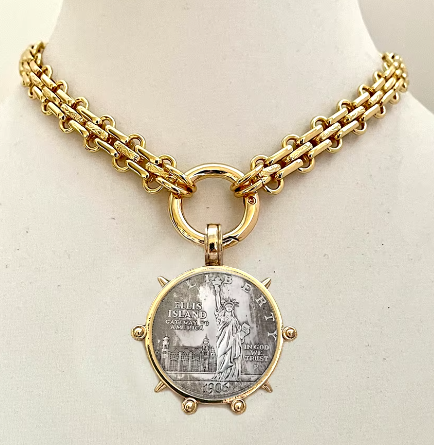 Liberty Luxe Coin Necklace-230 Jewelry-Chasing Bandits-Coastal Bloom Boutique, find the trendiest versions of the popular styles and looks Located in Indialantic, FL