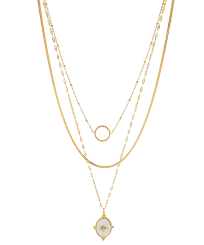Znake Triple Layered Necklace-230 Jewelry-GS JEWELRY-Coastal Bloom Boutique, find the trendiest versions of the popular styles and looks Located in Indialantic, FL