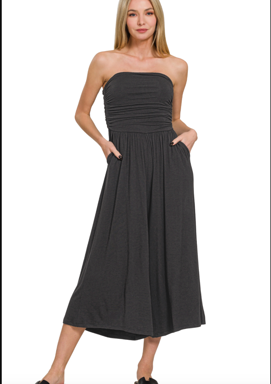 Effortless Strapless Jumpsuit -Black-200 Dresses/Jumpsuits/Rompers-Zenana-Coastal Bloom Boutique, find the trendiest versions of the popular styles and looks Located in Indialantic, FL