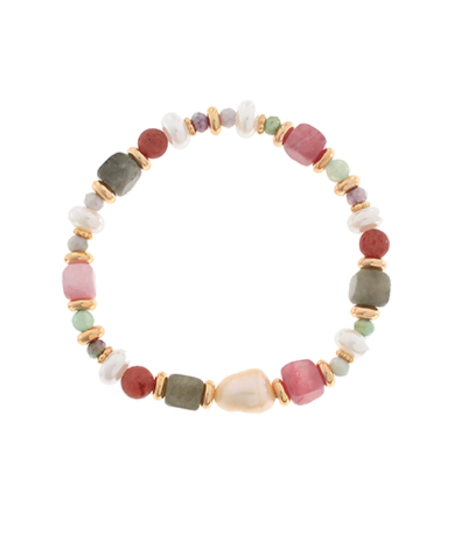 Pearl & Stone Mix Bead Bracelet-230 Jewelry-GS JEWELRY-Coastal Bloom Boutique, find the trendiest versions of the popular styles and looks Located in Indialantic, FL