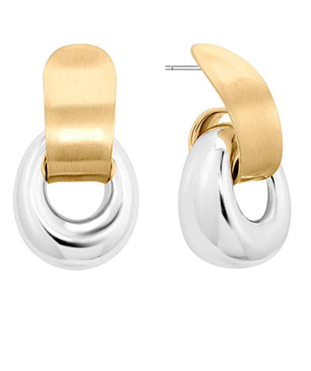 Two-Tone Door Knocker Earrings-230 Jewelry-GS JEWELRY-Coastal Bloom Boutique, find the trendiest versions of the popular styles and looks Located in Indialantic, FL