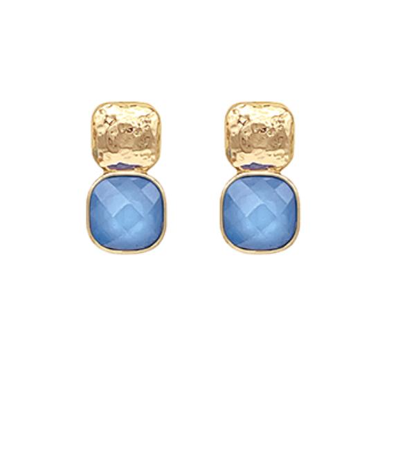 Monte Carlo Luxe Hammered Stud Earring - Cobalt Blue-230 Jewelry-GS JEWELRY-Coastal Bloom Boutique, find the trendiest versions of the popular styles and looks Located in Indialantic, FL