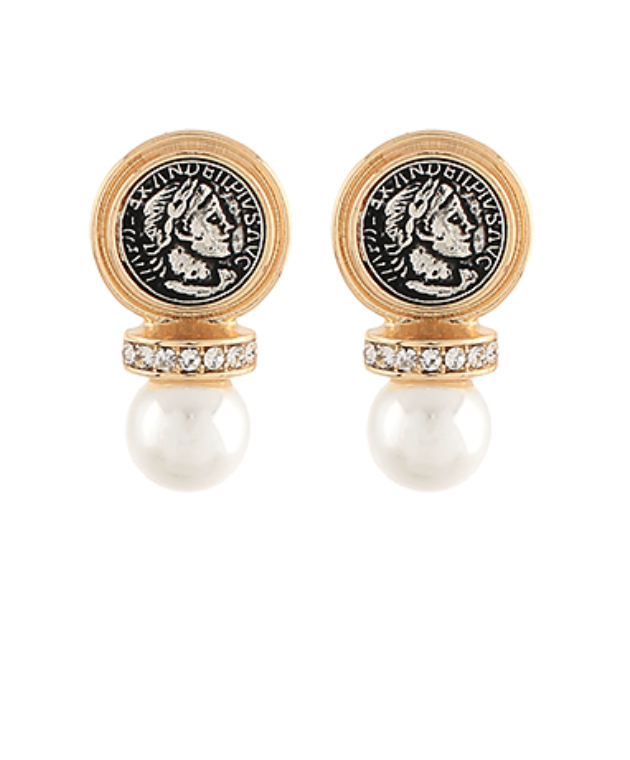 Coin & Pearl Earrings-230 Jewelry-GS JEWELRY-Coastal Bloom Boutique, find the trendiest versions of the popular styles and looks Located in Indialantic, FL
