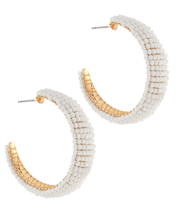 45mm Seedbead Hoops - White-230 Jewelry-GS JEWELRY-Coastal Bloom Boutique, find the trendiest versions of the popular styles and looks Located in Indialantic, FL