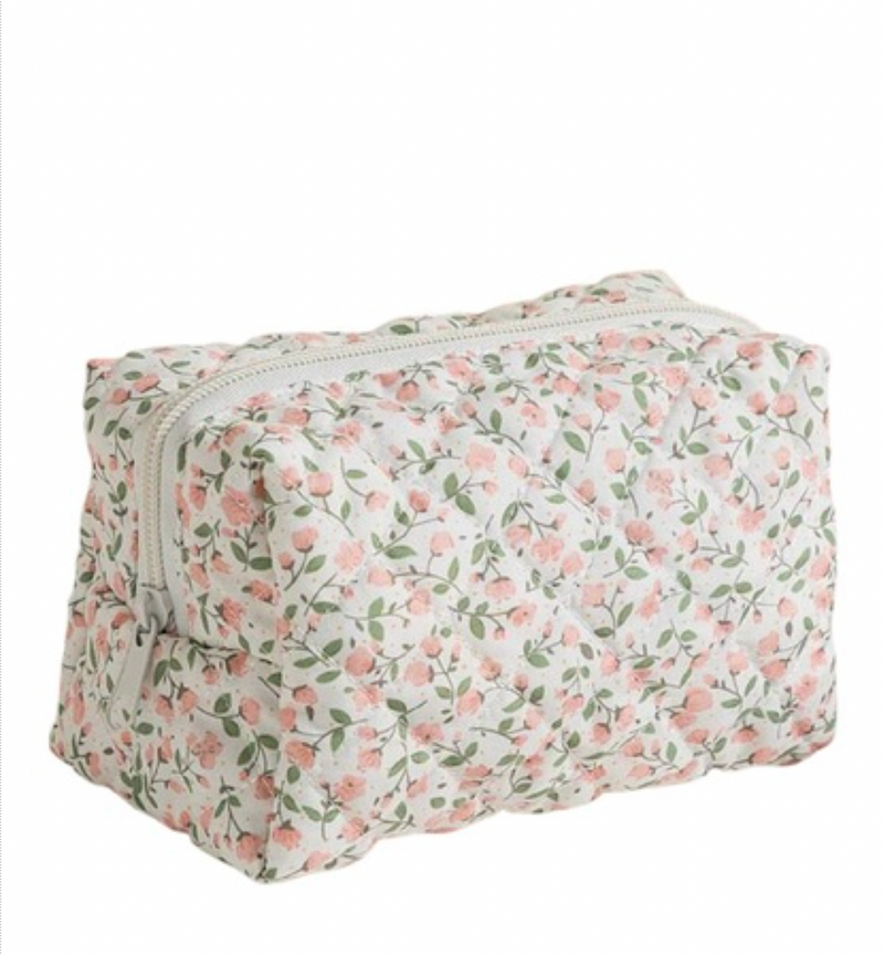 Ditsy Bloom Quilted Cosmetic Bag-260 Other Accessories-Zenana-Coastal Bloom Boutique, find the trendiest versions of the popular styles and looks Located in Indialantic, FL