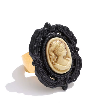 Antique Muse Portrait Steel Ring