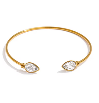 CZ Pear Tip Cuff Bracelet