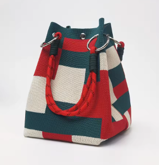 Mariner Patchwork Bucket Bag - Red/Green