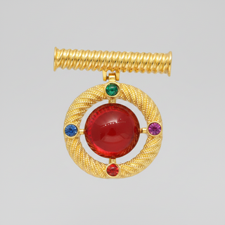 Red Medallion Statement Brooch