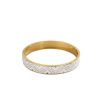 Stainless Steel Floral Enamel Bracelet - White