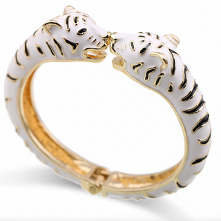 White Tiger Enamel Cuff Bracelet