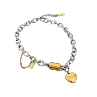 Stainless Steel Heart Lock Chain Necklace