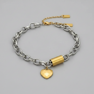 Stainless Steel Heart Lock Chain Necklace