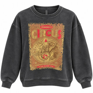 Vintage Elephant Circus Italian Sweatshirt- Charcoal