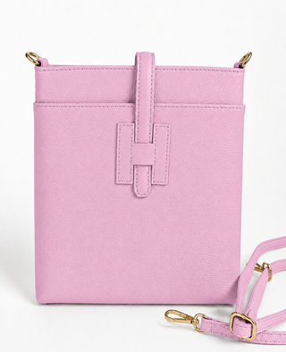 Small Heritage Leather Italian Crossbody Bag - Pink