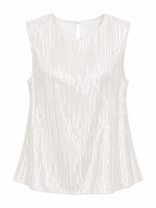 Sequin Swing Top - White