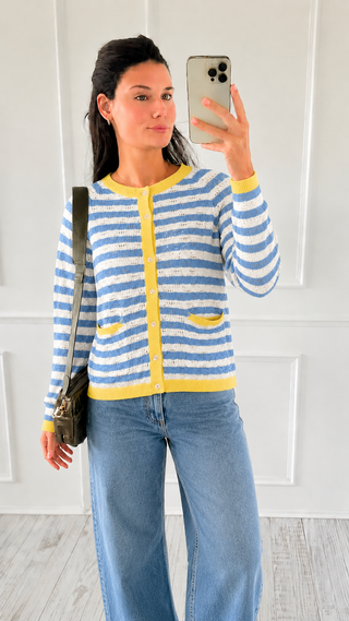 Striped Button Front Knit Cardigan