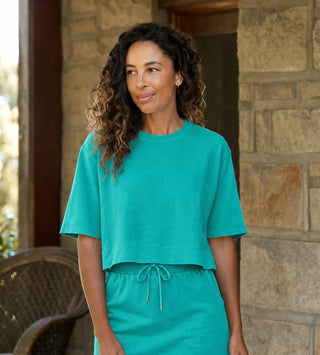 Weekend French Terry Italian Top - Turquoise