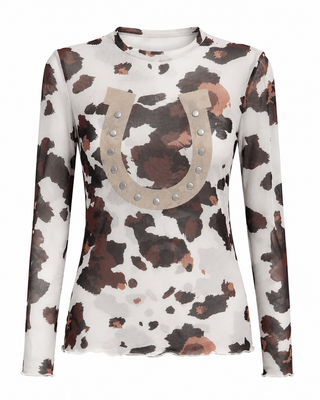 Cow Print Mesh Horseshoe Top