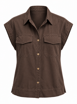 Utility Pocket Sleeveless Top - Chocolate