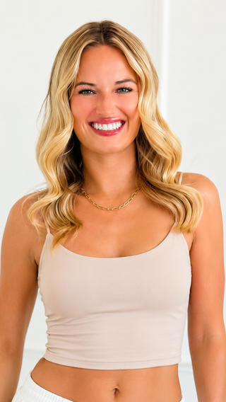 Cropped Tank Top - Sand Beige