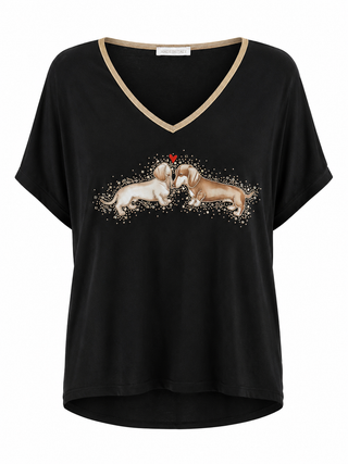 Puppy Love Embellished V-Neck Italian Top