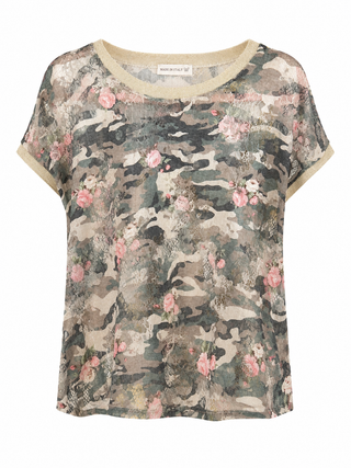 Camo & Roses Lace Italian Top