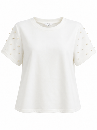 Pearl Sleeve Short Top - Off White