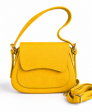 City Stroll Italian Leather Handbag- Yellow