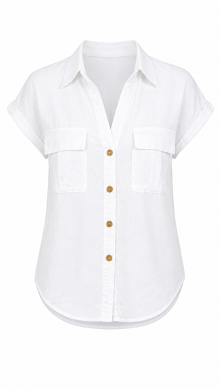 Mattawa Button Front Top - White