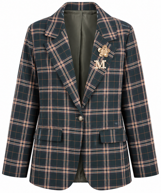 Social Plaid Italian Blazer- Olive