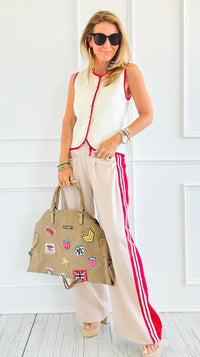 Patch Perfect Italian Tote Bag- Khaki-240 Bags-DEDA SRL-Coastal Bloom Boutique, find the trendiest versions of the popular styles and looks Located in Indialantic, FL