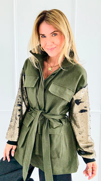 Power & Shine Utility Italian Jacket-160 Jackets-STAR SRL-Coastal Bloom Boutique, find the trendiest versions of the popular styles and looks Located in Indialantic, FL