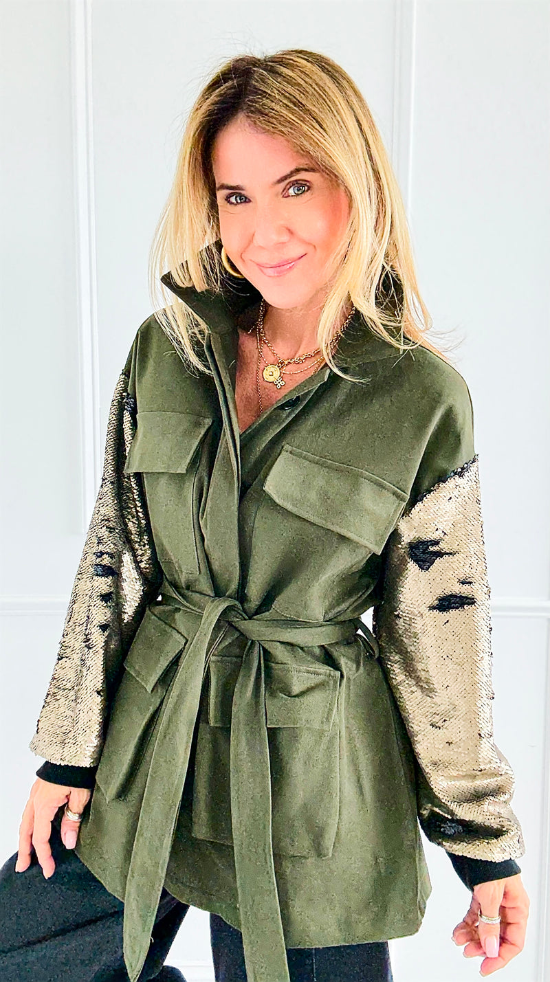 Power & Shine Utility Italian Jacket-160 Jackets-STAR SRL-Coastal Bloom Boutique, find the trendiest versions of the popular styles and looks Located in Indialantic, FL