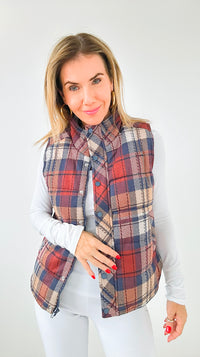 Highland Plaid Puffer Vest-160 Jackets-Staccato-Coastal Bloom Boutique, find the trendiest versions of the popular styles and looks Located in Indialantic, FL