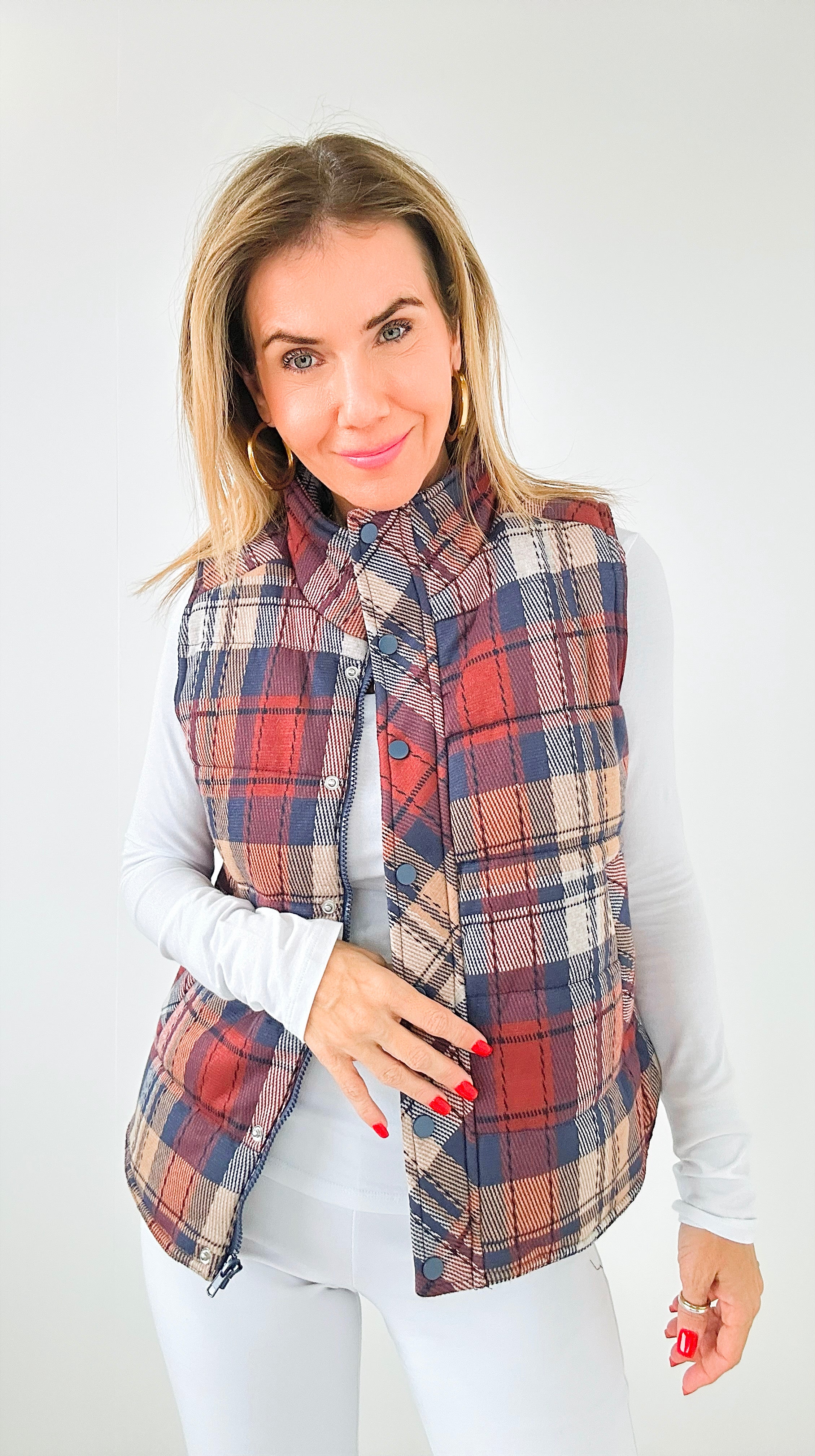 Highland Plaid Puffer Vest-160 Jackets-Staccato-Coastal Bloom Boutique, find the trendiest versions of the popular styles and looks Located in Indialantic, FL