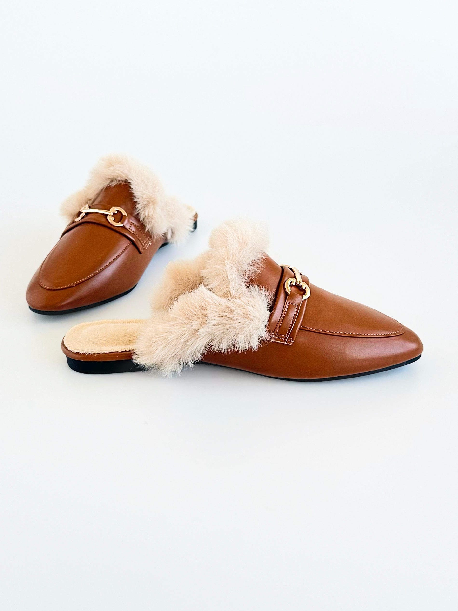 Luxe Escape Fur-Lined Mules - Brown-250 Shoes-Darling-Coastal Bloom Boutique, find the trendiest versions of the popular styles and looks Located in Indialantic, FL