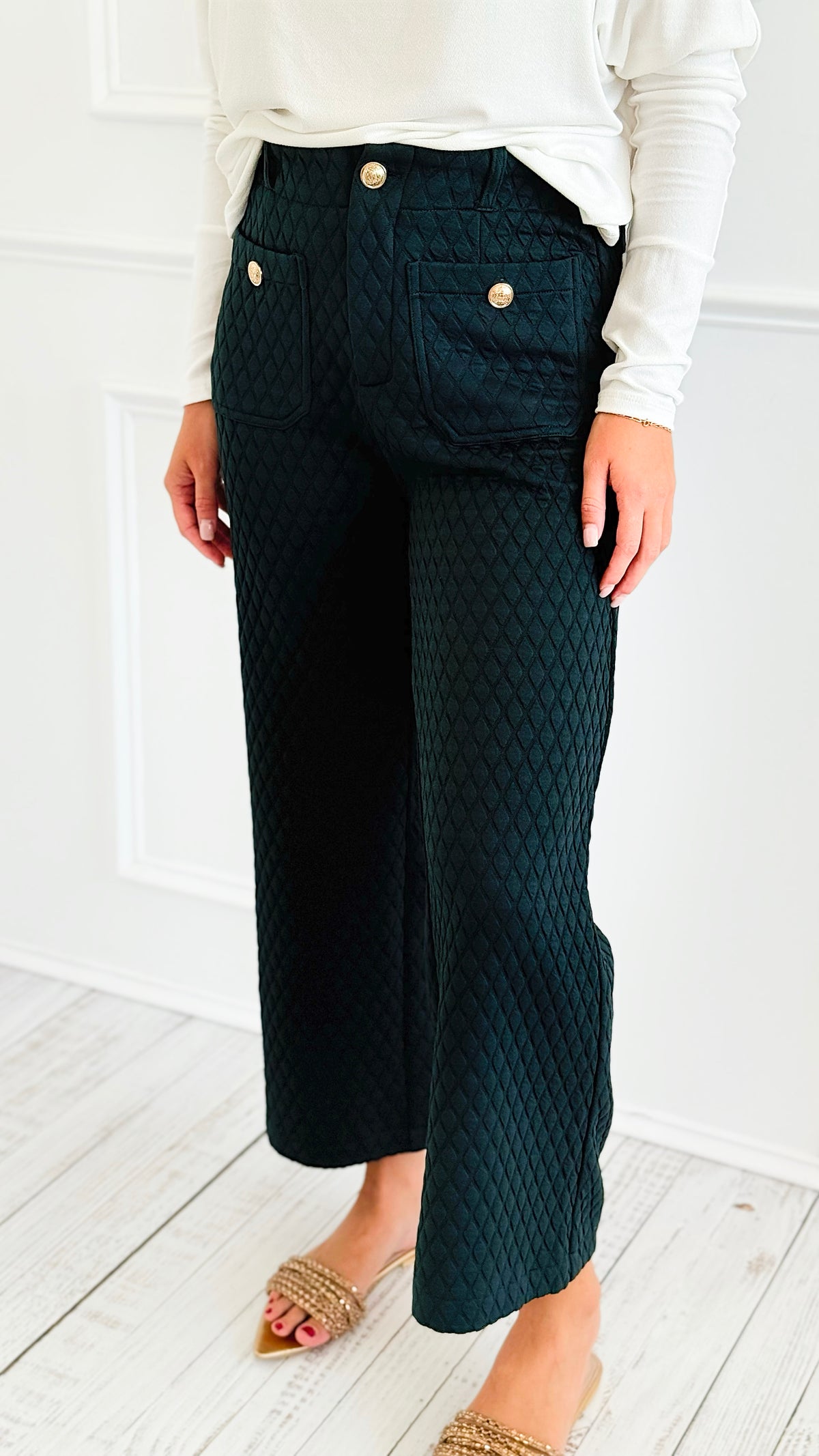 Buttoned Up Quilted Pants-170 Bottoms-VOY-Coastal Bloom Boutique, find the trendiest versions of the popular styles and looks Located in Indialantic, FL