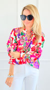 Palette Bloom Long Sleeve Blouse-110 Long Sleeve Tops-JODIFL-Coastal Bloom Boutique, find the trendiest versions of the popular styles and looks Located in Indialantic, FL