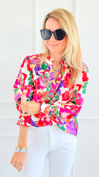 Palette Bloom Long Sleeve Blouse-110 Long Sleeve Tops-JODIFL-Coastal Bloom Boutique, find the trendiest versions of the popular styles and looks Located in Indialantic, FL