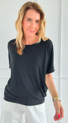 Easy Days Italian Top- Black-110 short Sleeve Top-Italianissimo-Coastal Bloom Boutique, find the trendiest versions of the popular styles and looks Located in Indialantic, FL