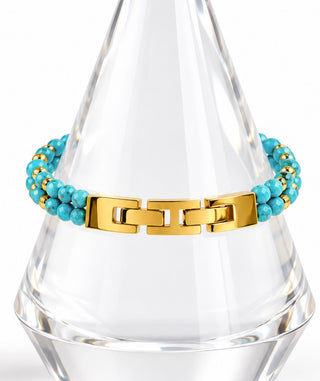 Double Row Faceted Bracelet - Turquoise