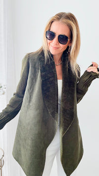 Ultra Soft Waterfall Cardigan - Olive-150 Cardigan Layers-ROUSSEAU-Coastal Bloom Boutique, find the trendiest versions of the popular styles and looks Located in Indialantic, FL