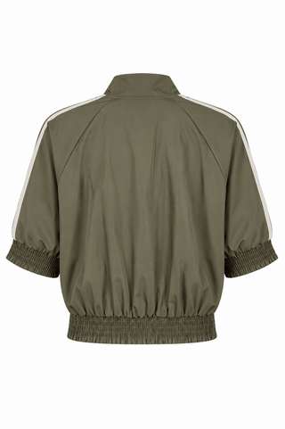 Varsity Lane Zip Italian Jacket- Olive